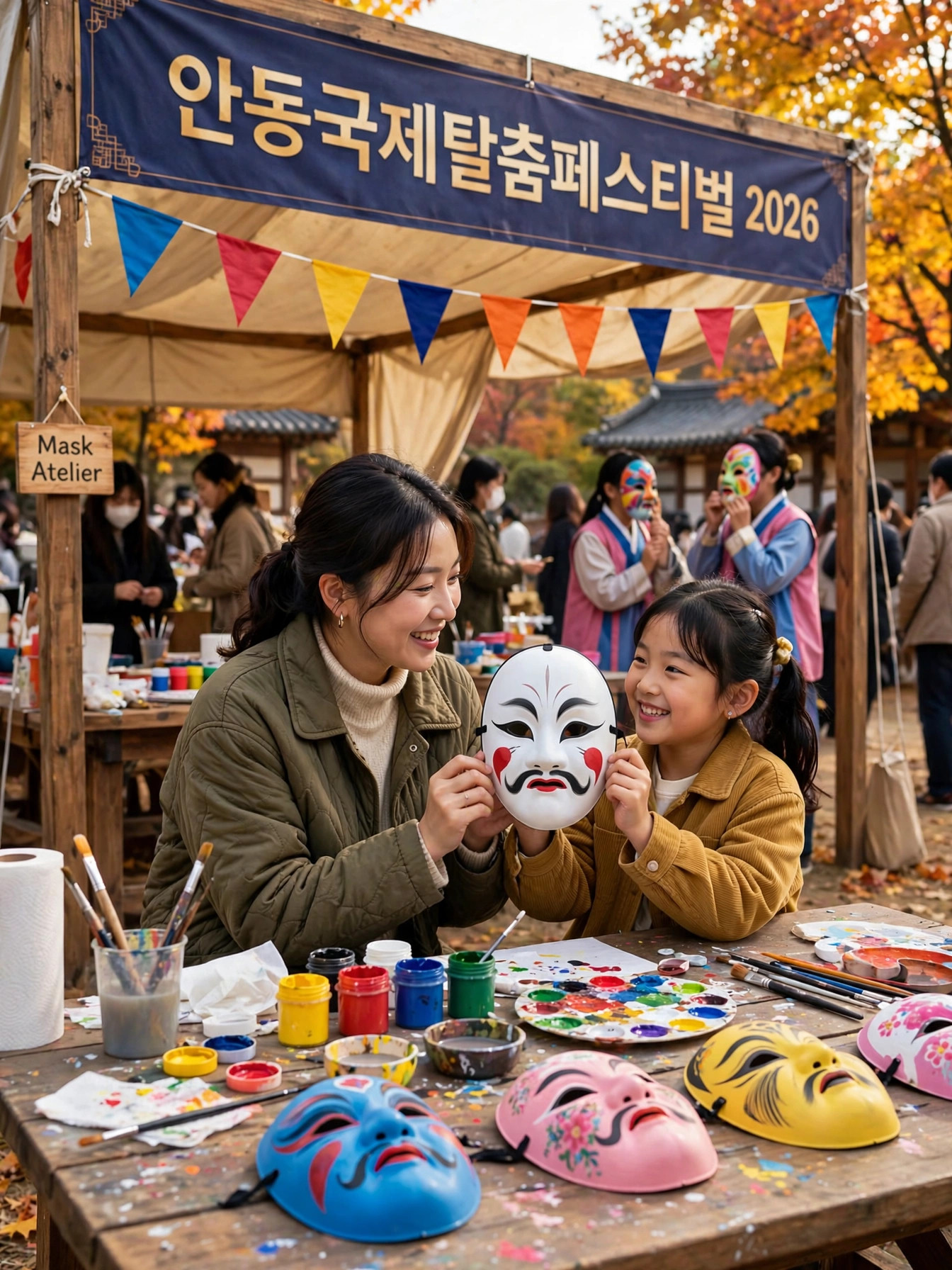마스크 아뜰리에에서 탈 만들기 체험