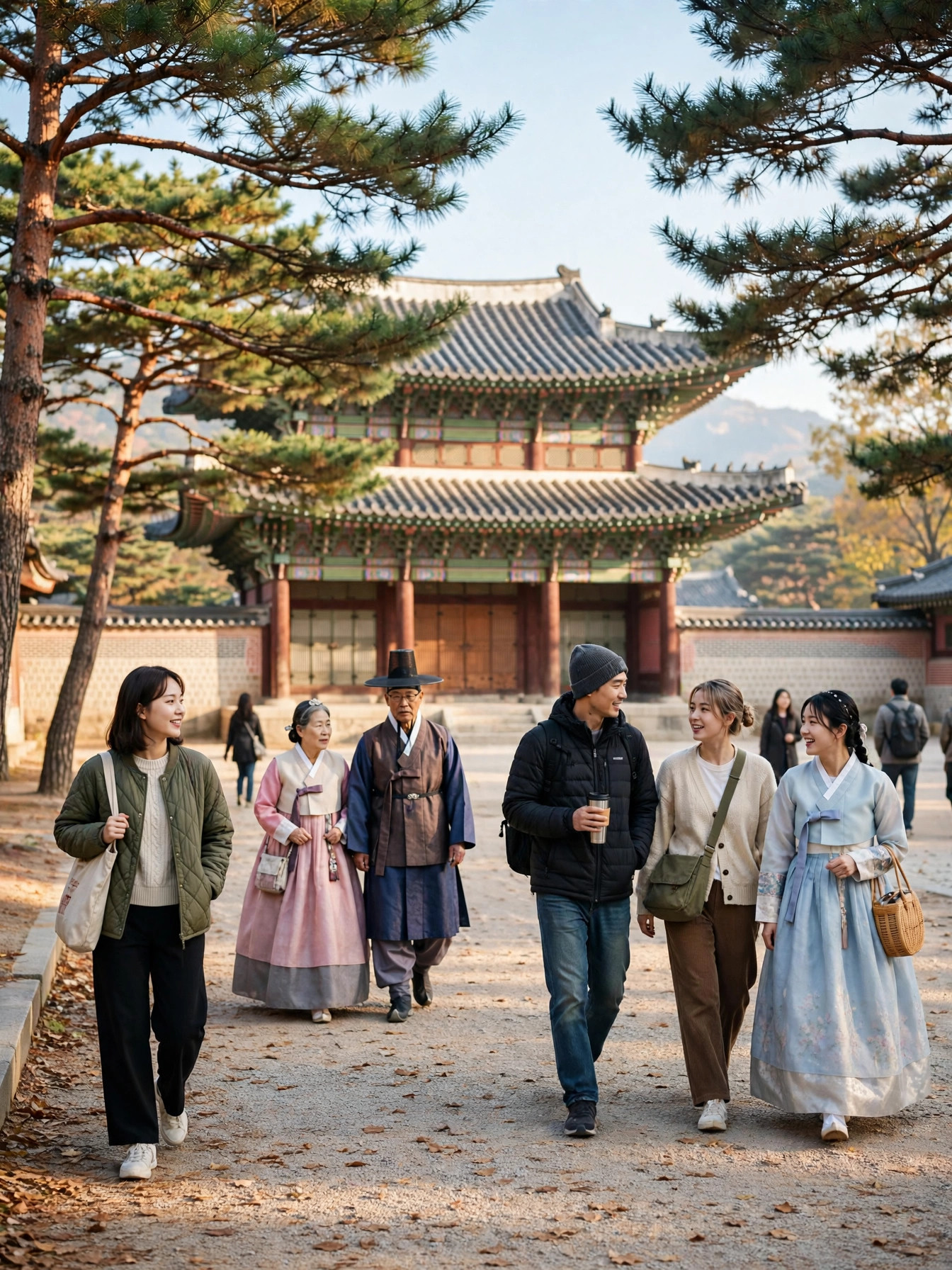 창덕궁 희정당을 배경으로 한 아침 산책 풍경