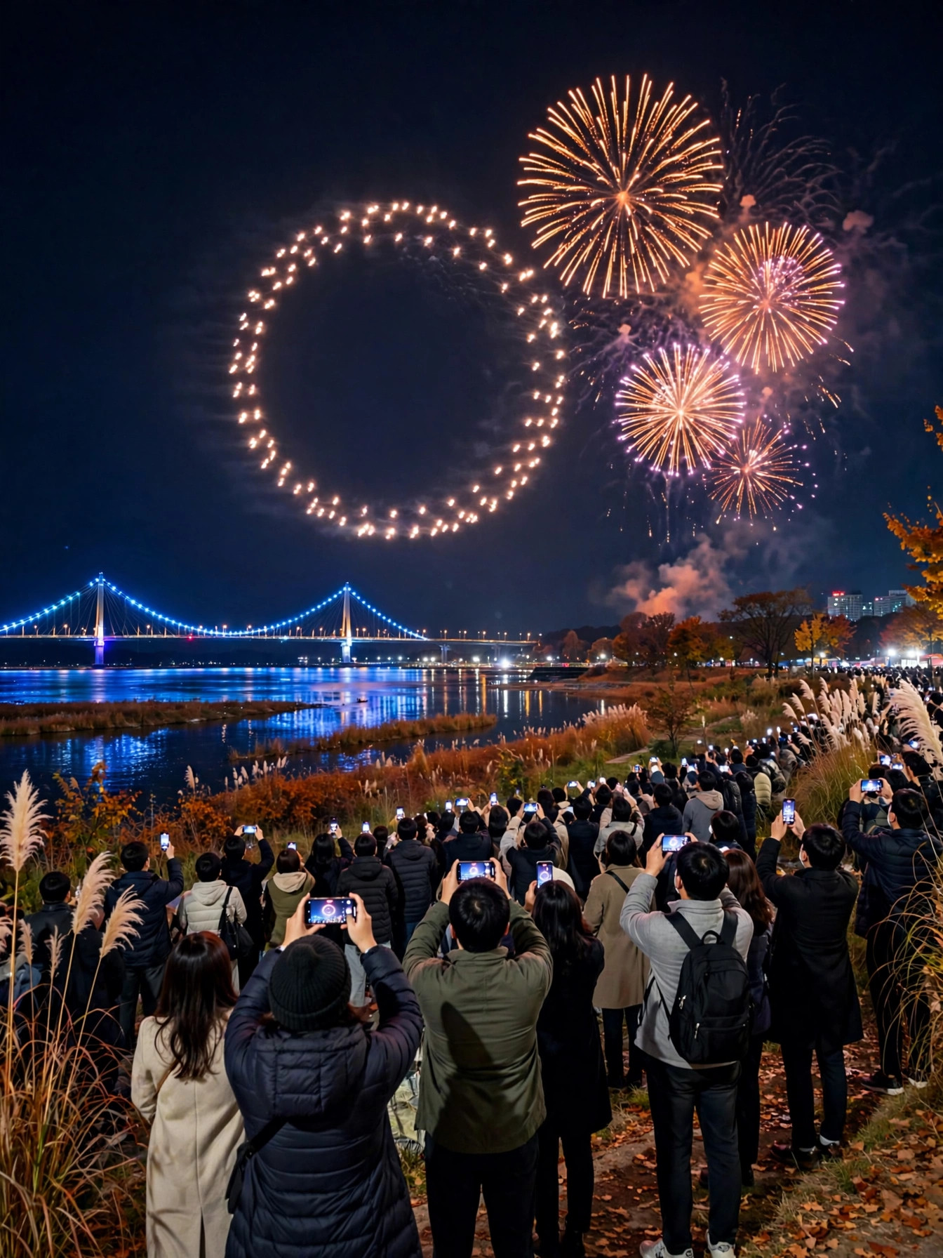 나주영산강축제 드론 라이트쇼와 불꽃쇼가 펼쳐지는 영산강 밤하늘