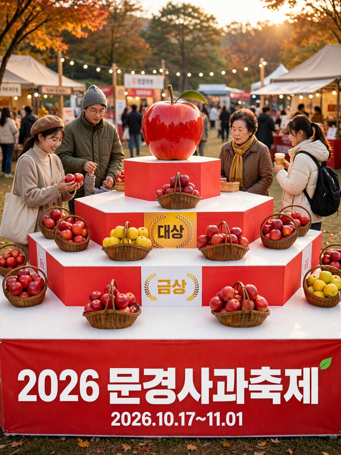 문경사과축제 사과 직판 부스