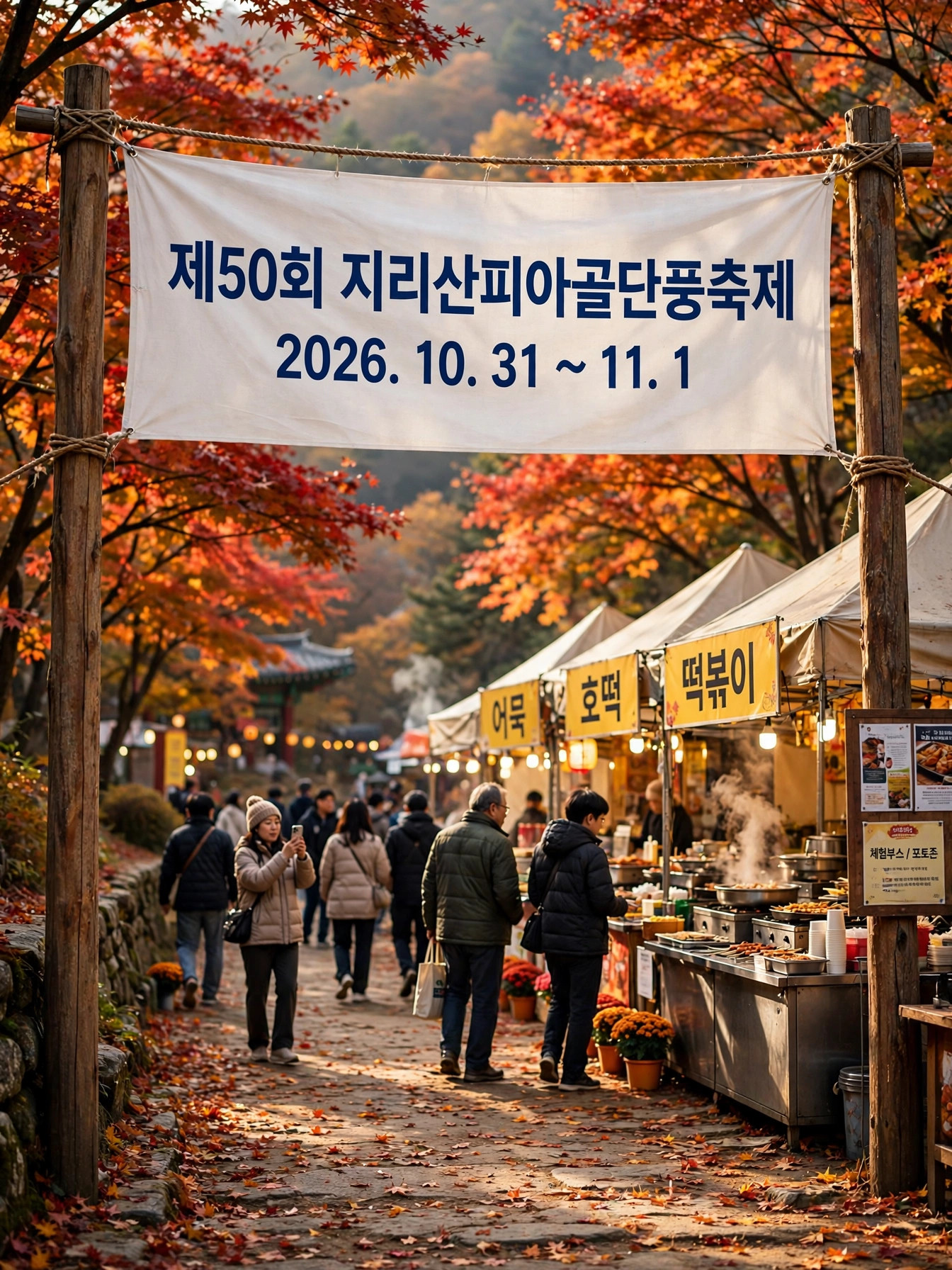 제50회 지리산피아골단풍축제 행사장 입구와 현수막