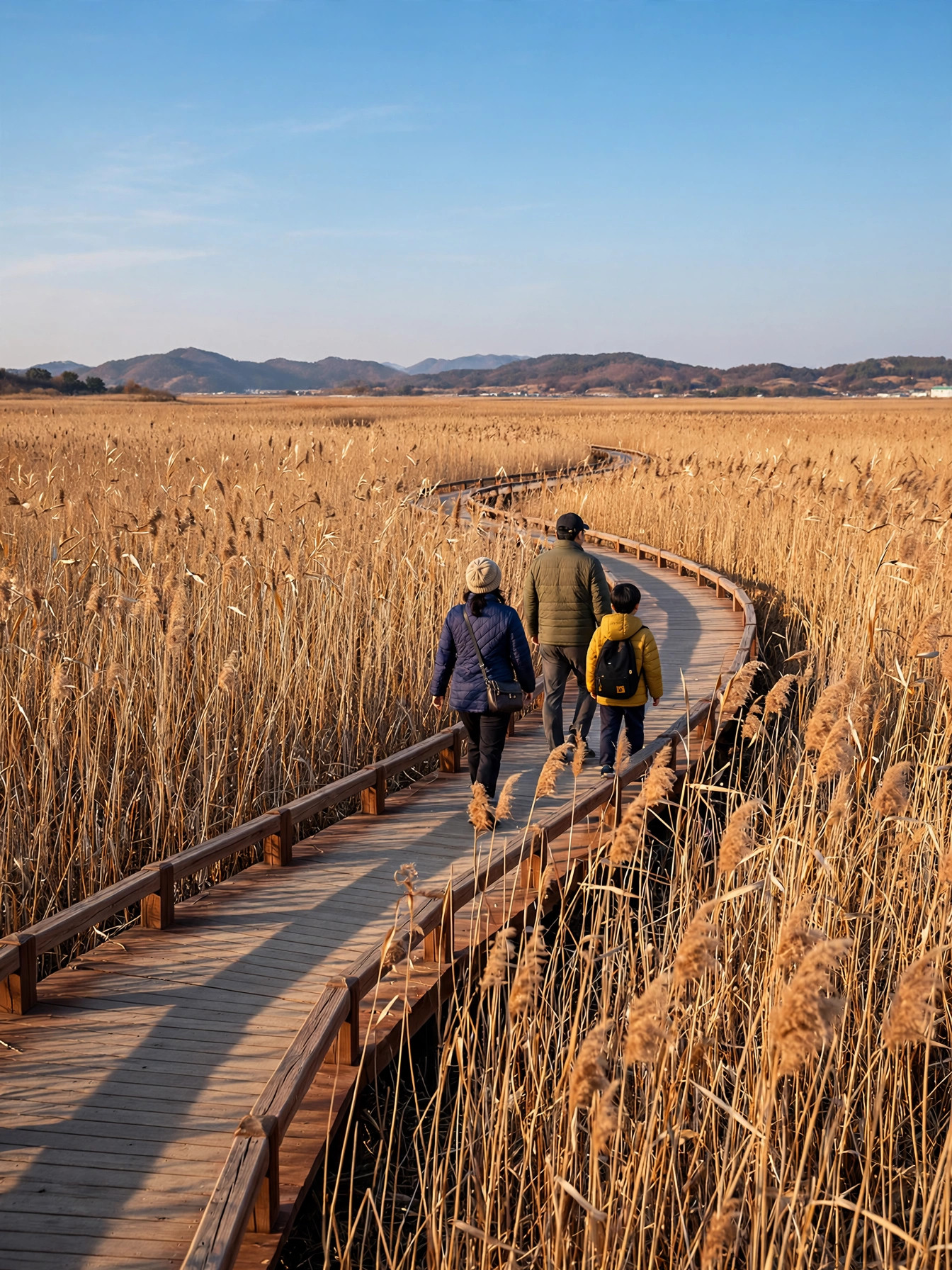 순천만습지 황금빛 갈대밭 데크길