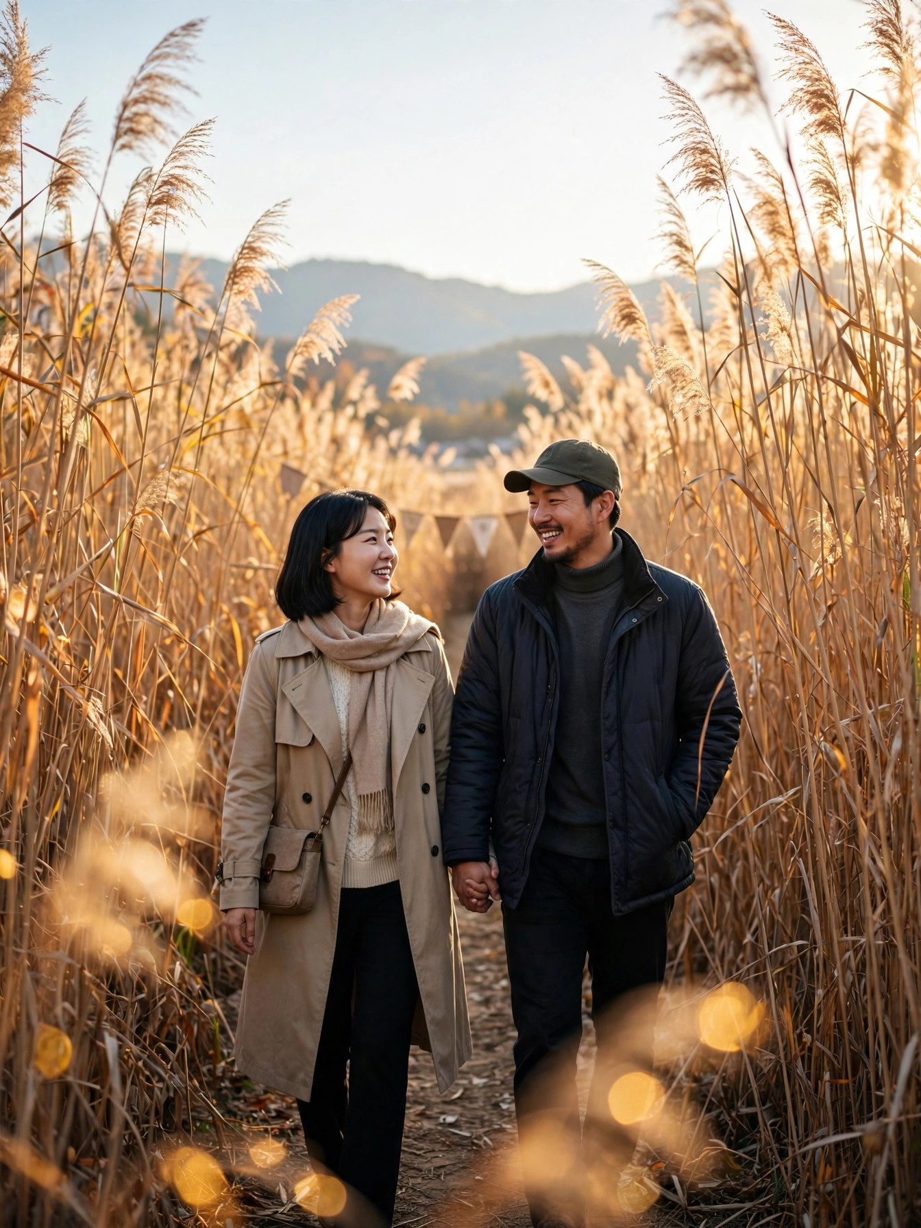 갈대숲길 사이를 걷는 가을 방문객