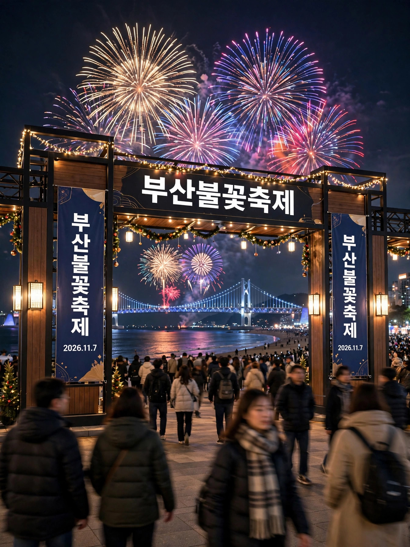 부산불꽃축제 입장 게이트와 현수막