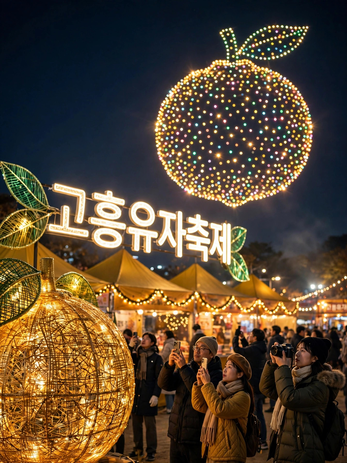 드론쇼와 야간 유자 빛 정원