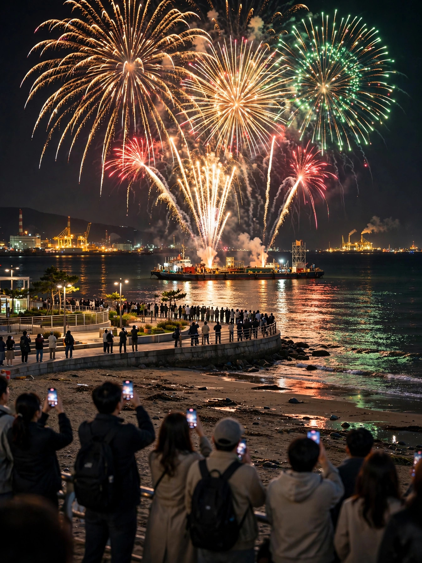 영일대 해상에서 펼쳐지는 포항국제불빛축제 불꽃쇼