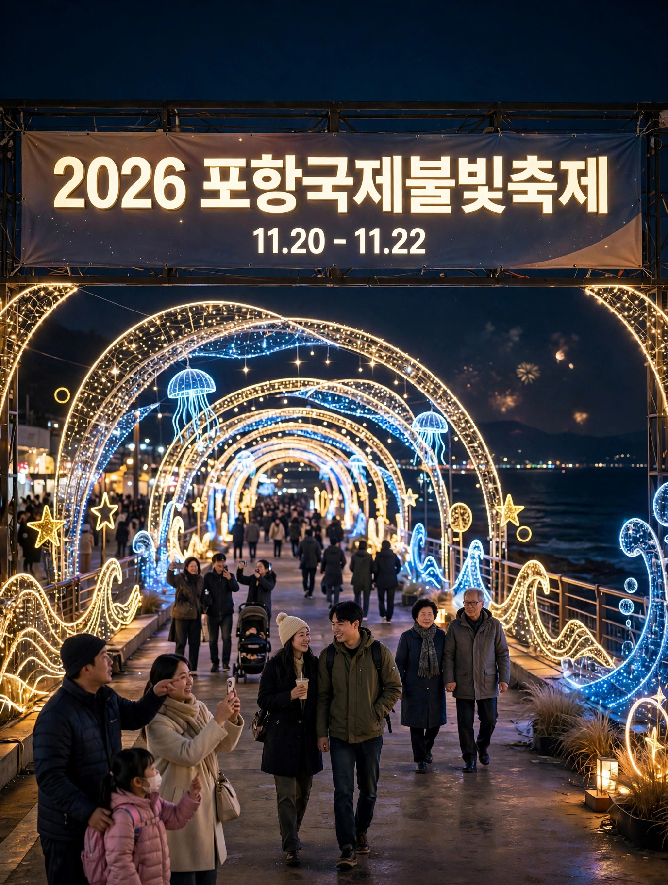2026 포항국제불빛축제 현수막과 라이트 아트웨이