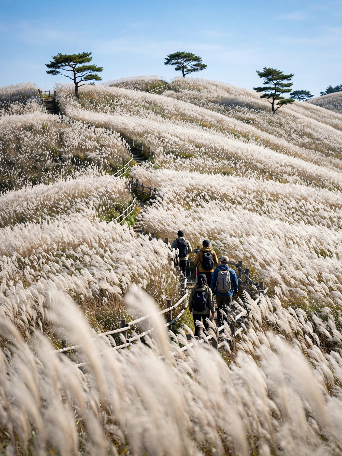 억새 물결치는 민둥산 능선 파노라마