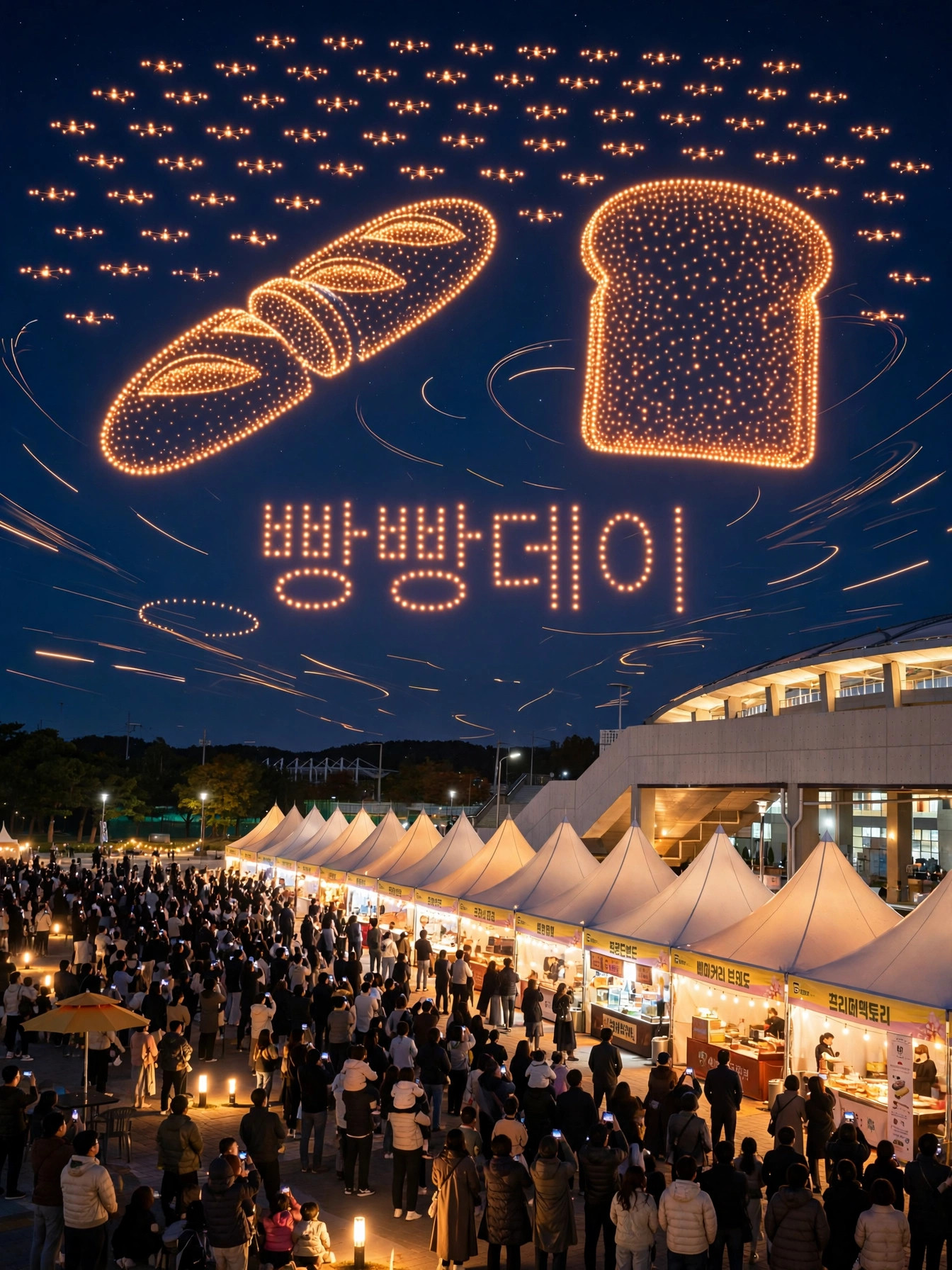 천안종합운동장 밤하늘의 빵빵데이 드론 라이트쇼