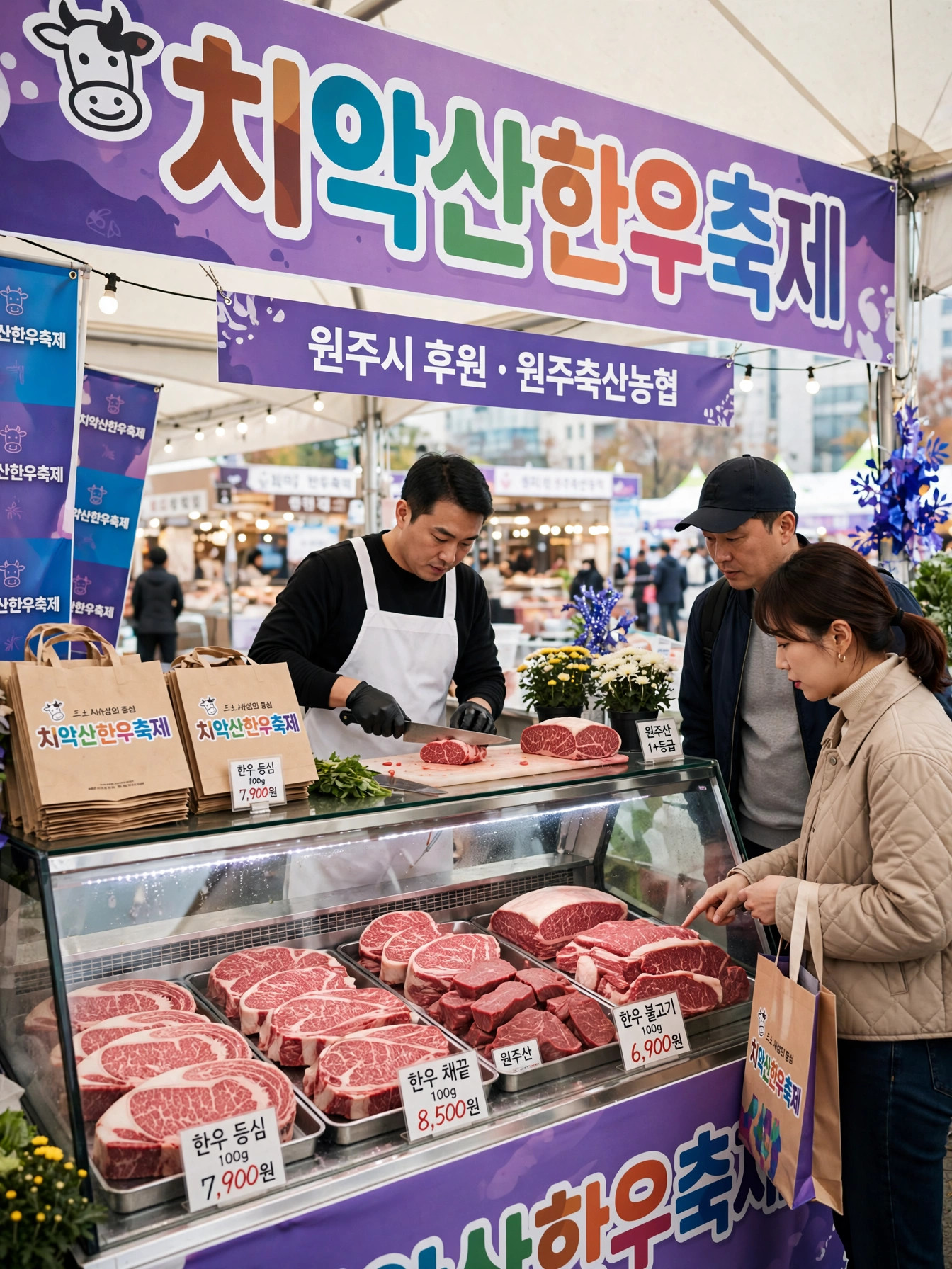 치악산한우축제 한우 할인 판매 부스