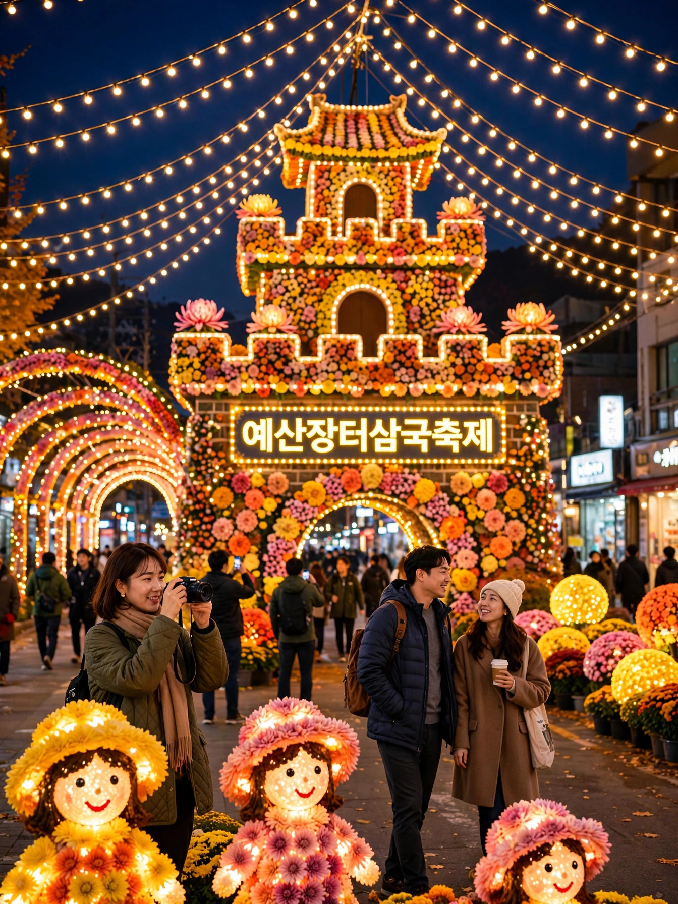 LED 조명으로 빛나는 예산장터삼국축제 저녁 장터