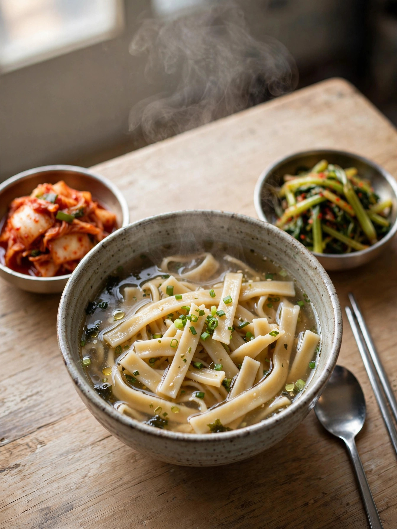 손칼국수 한 그릇과 김치