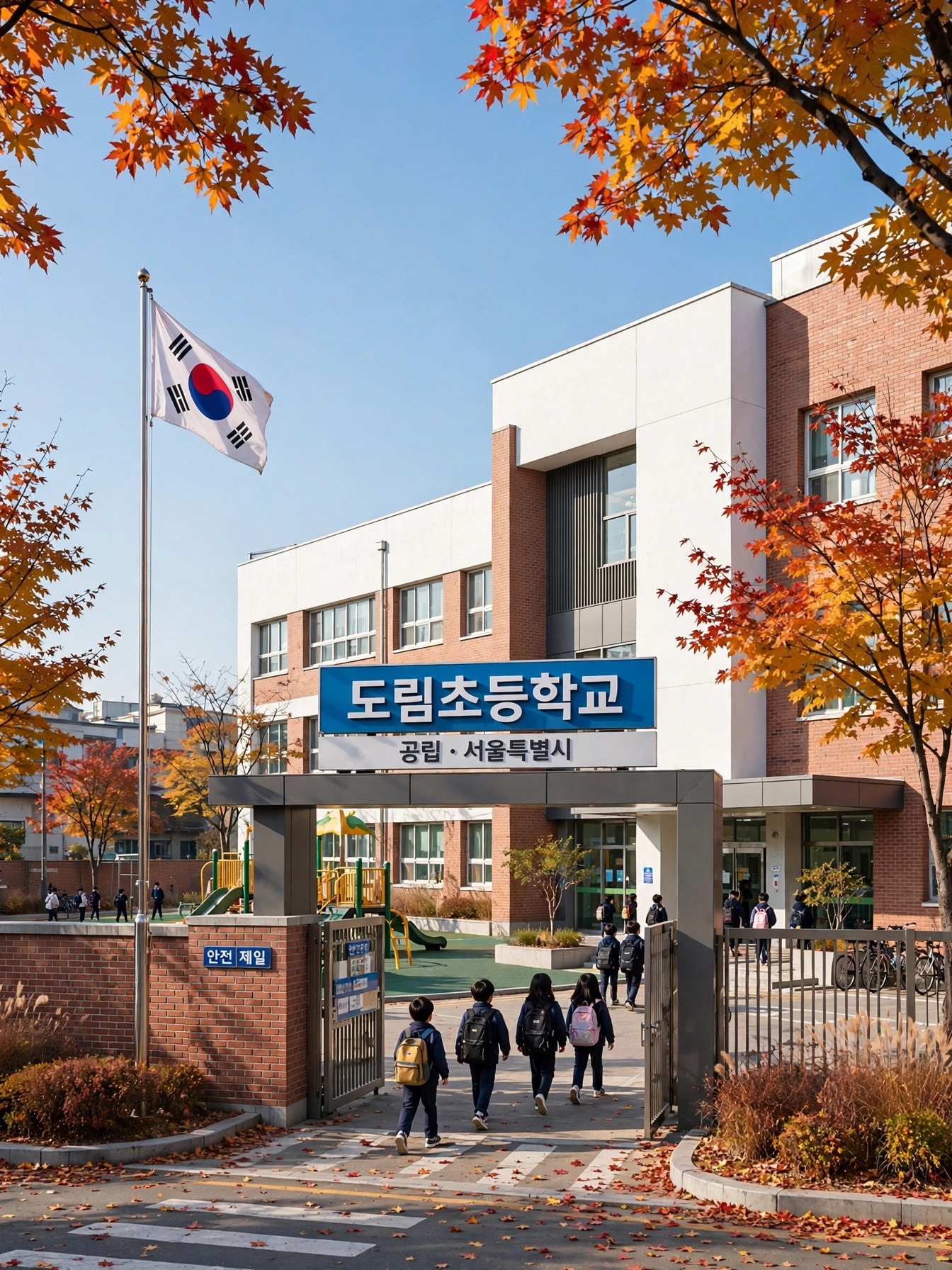 가을의 학교 전경