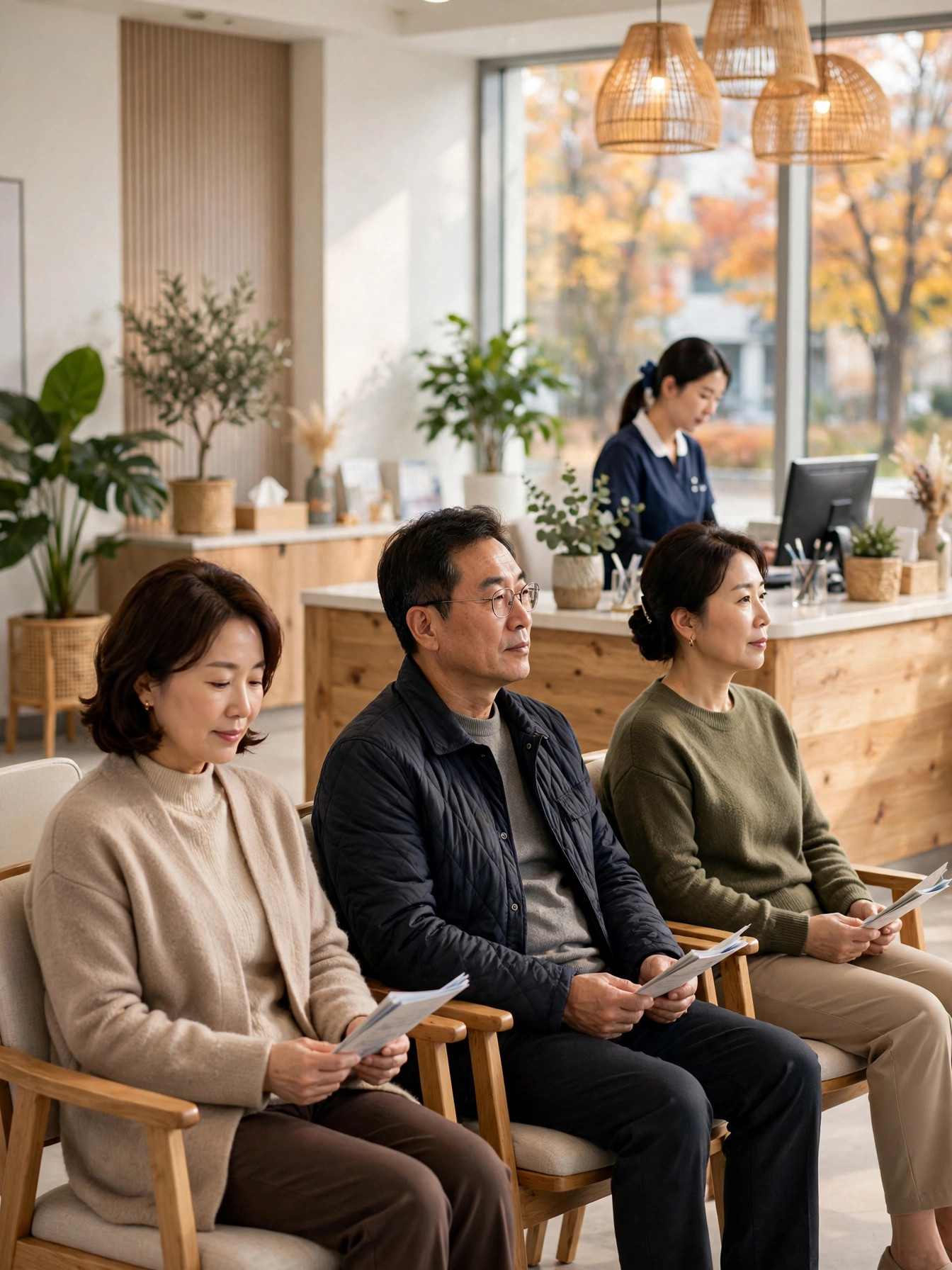 병원에서 접종 대기하는 모습