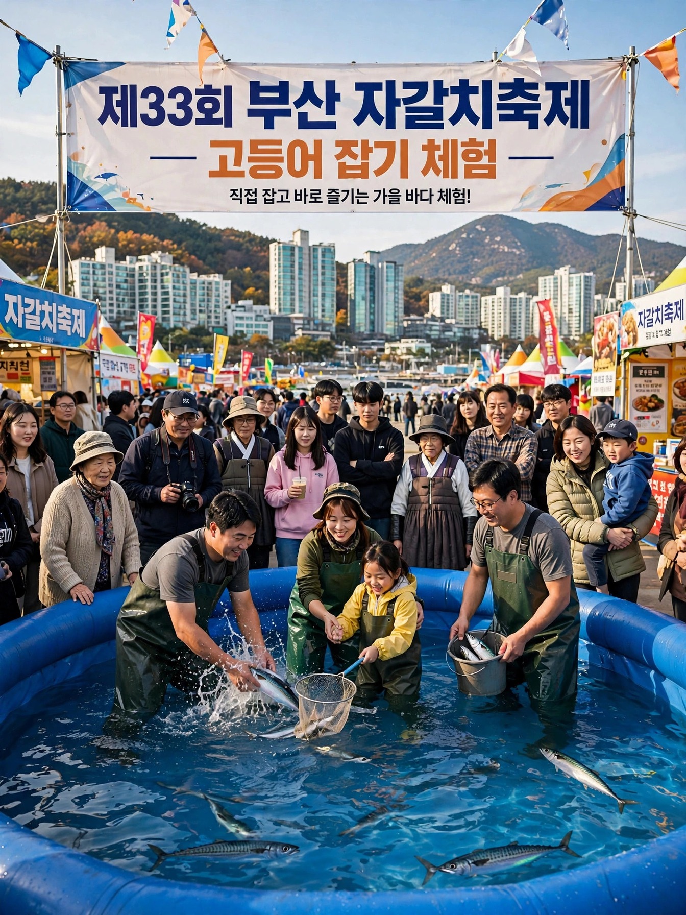 자갈치축제 고등어 잡기 체험 현장