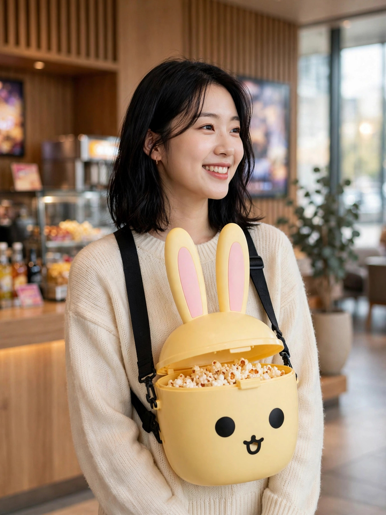 우사기 먼작귀 팝콘통 착용 모습
