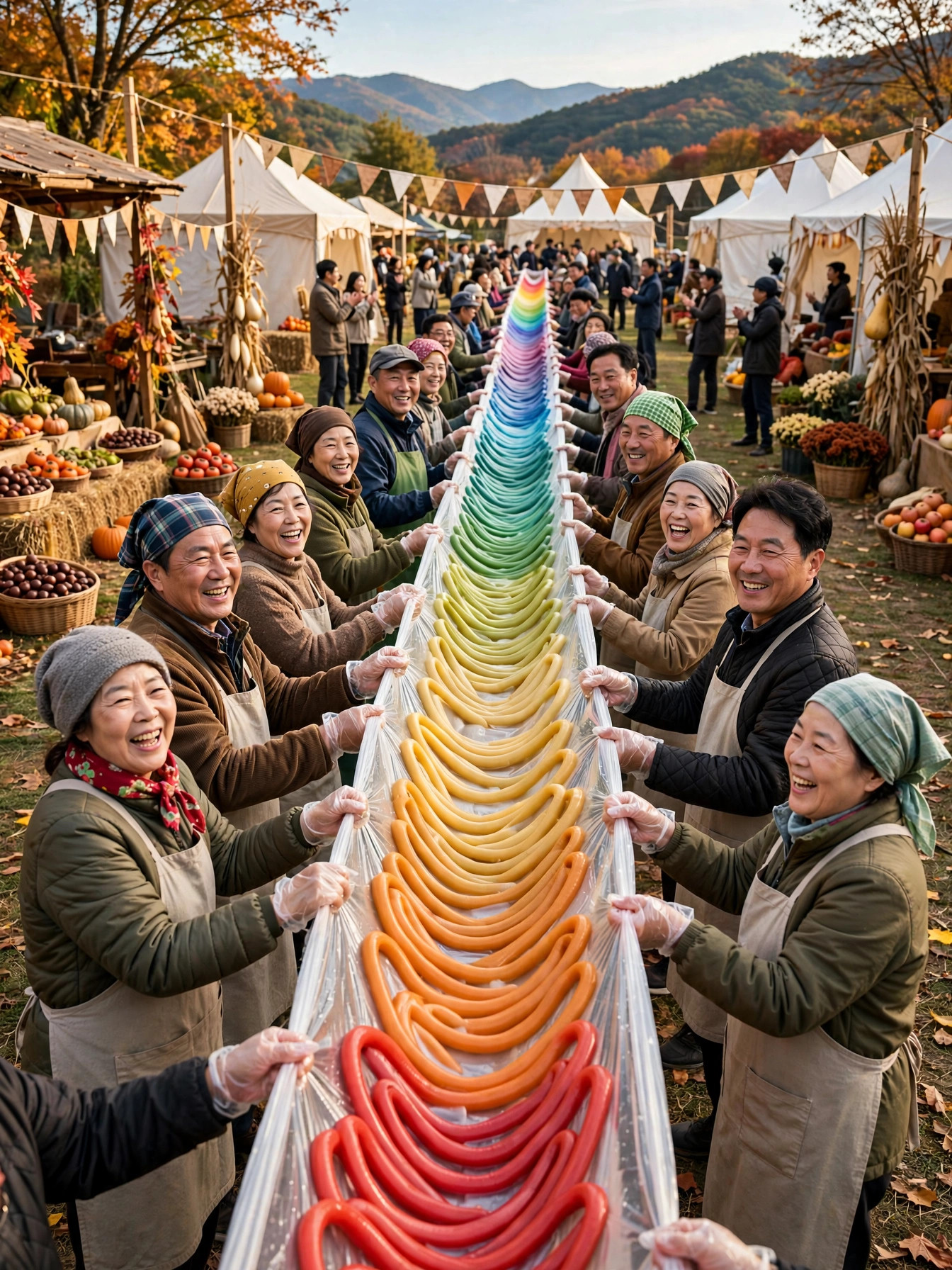 이천 쌀축제 무지개 가래떡 뽑기
