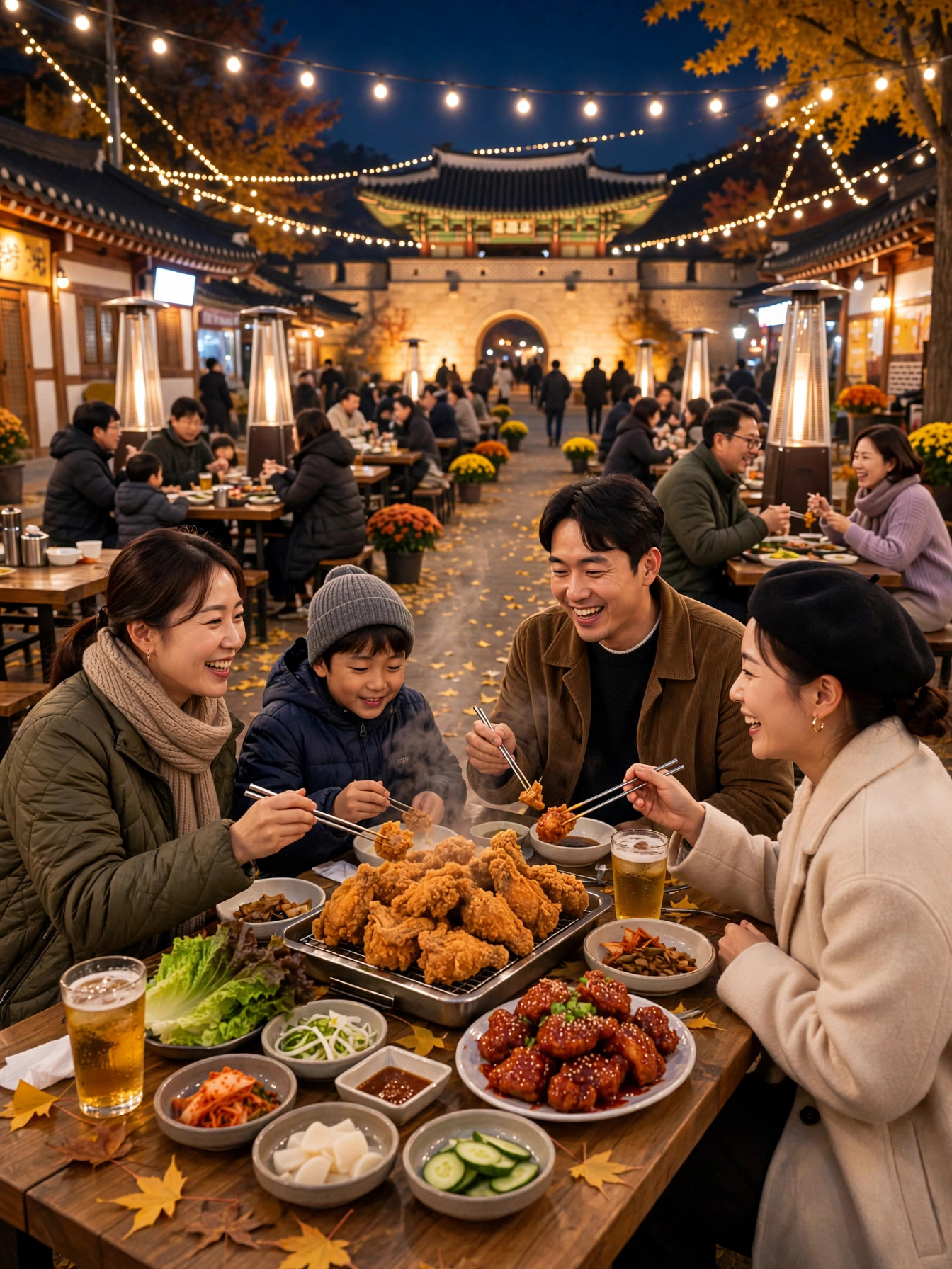 수원 통닭거리 축제 야장 거리 풍경