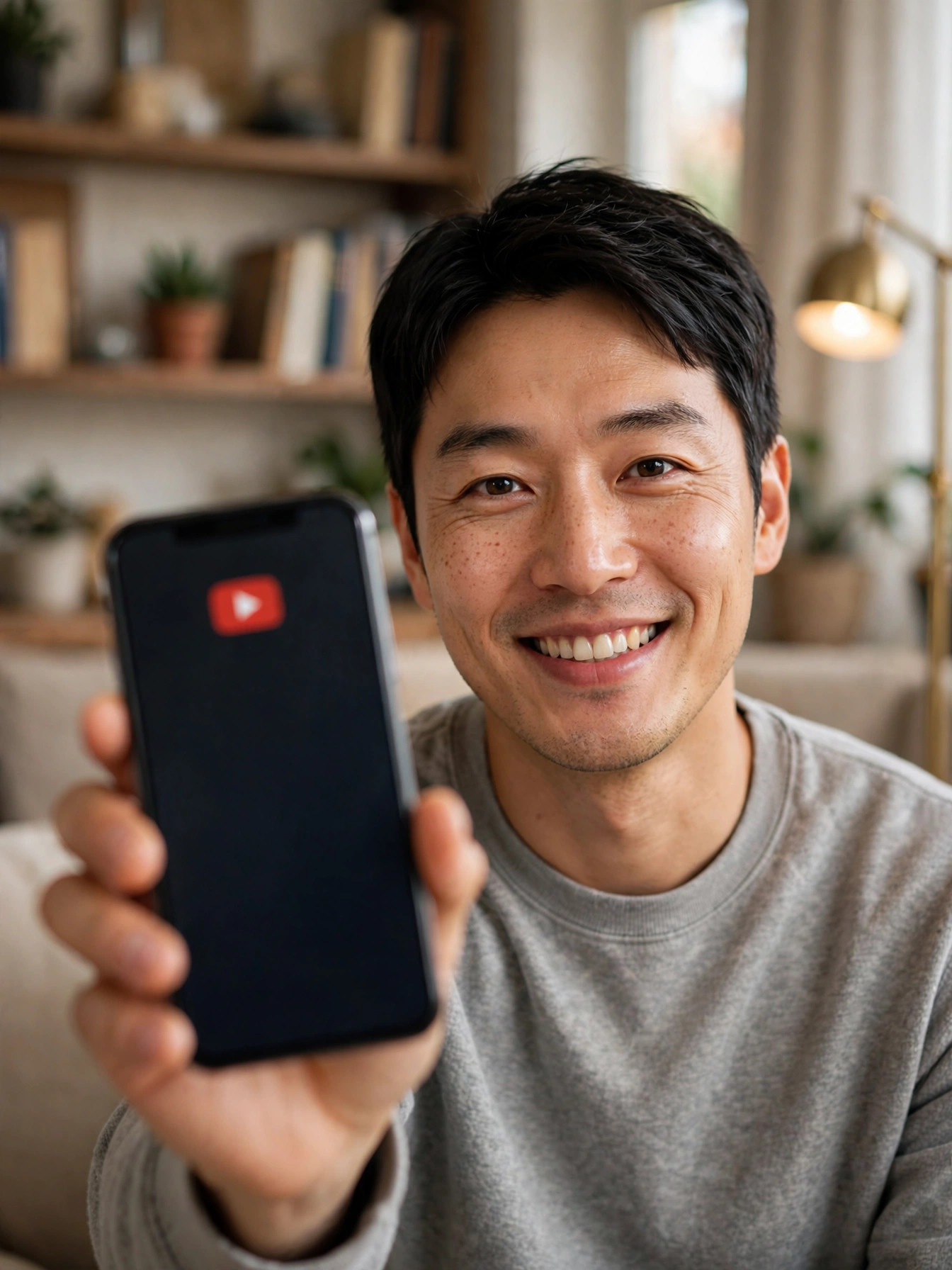 스마트폰으로 유튜브 프리미엄을 이용하는 모습
