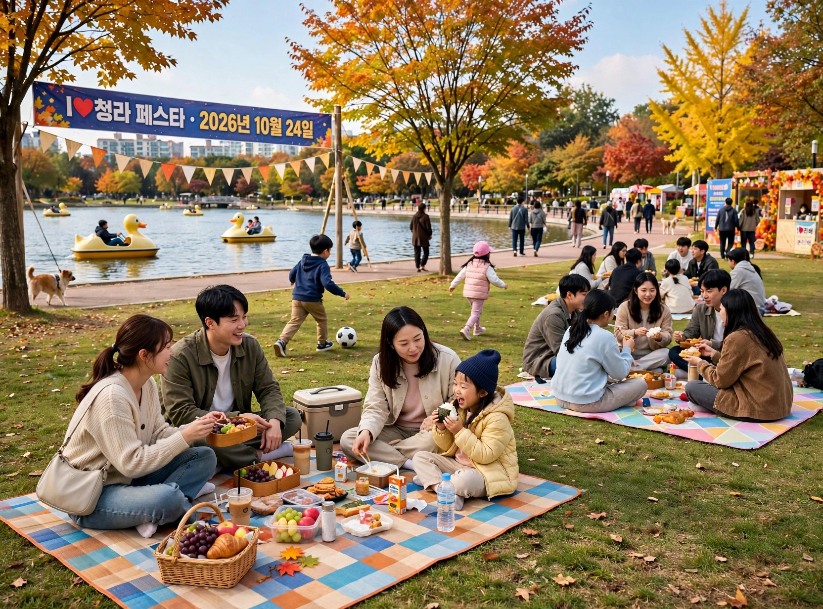청라호수공원 낮 풍경과 피크닉
