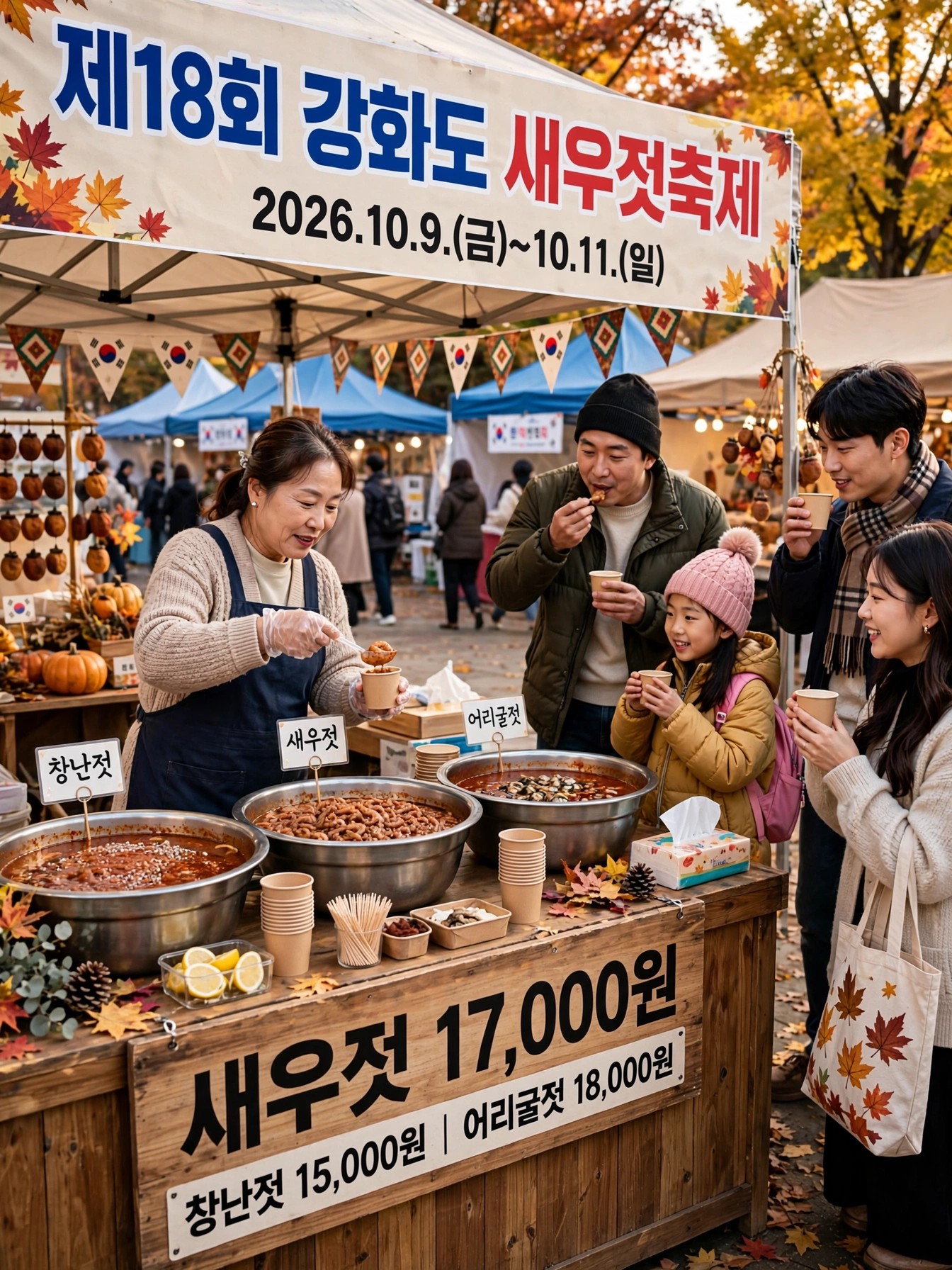 새우젓축제 젓갈 부스에서 시식하는 방문객들