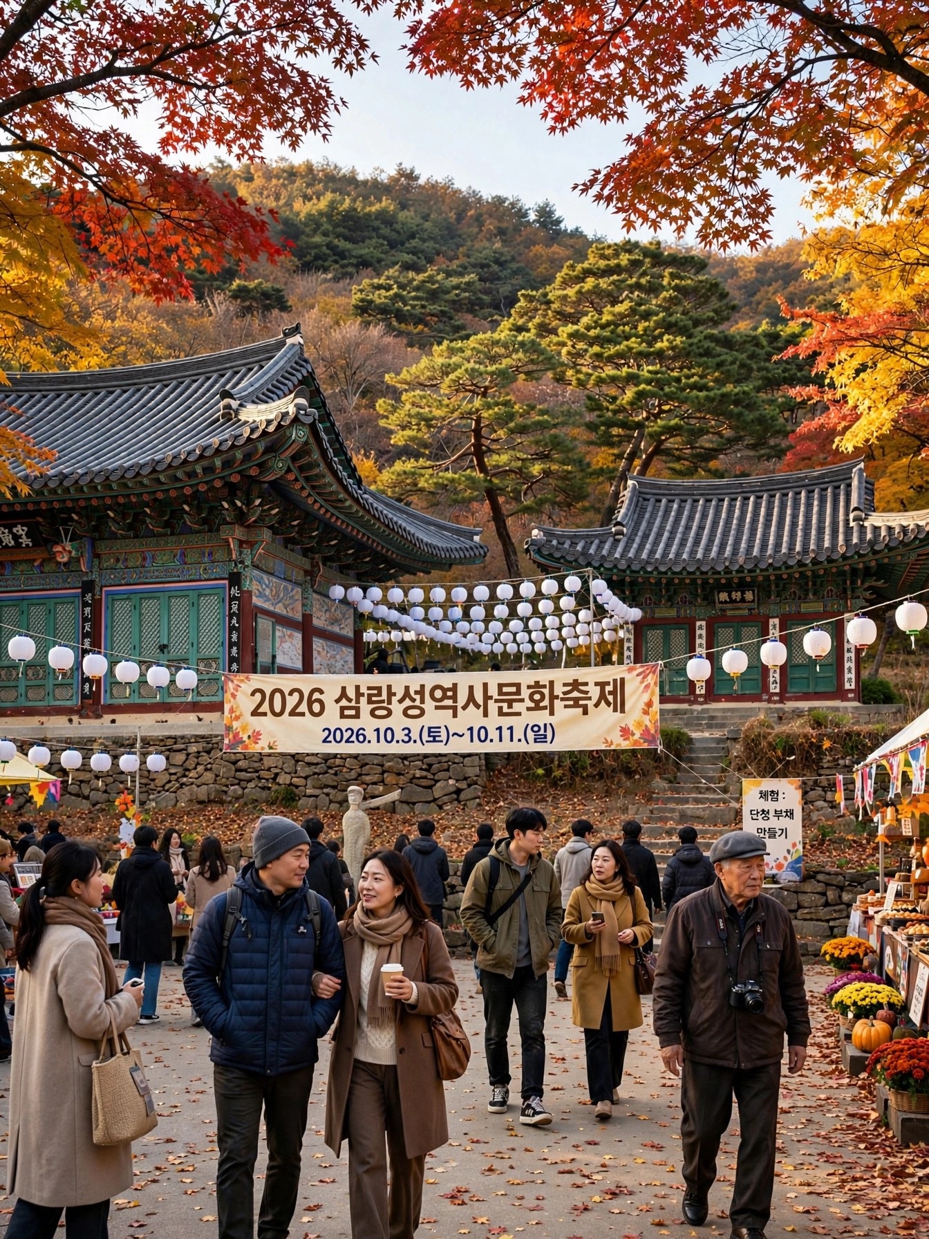 단풍 든 강화 전등사 사찰 전경