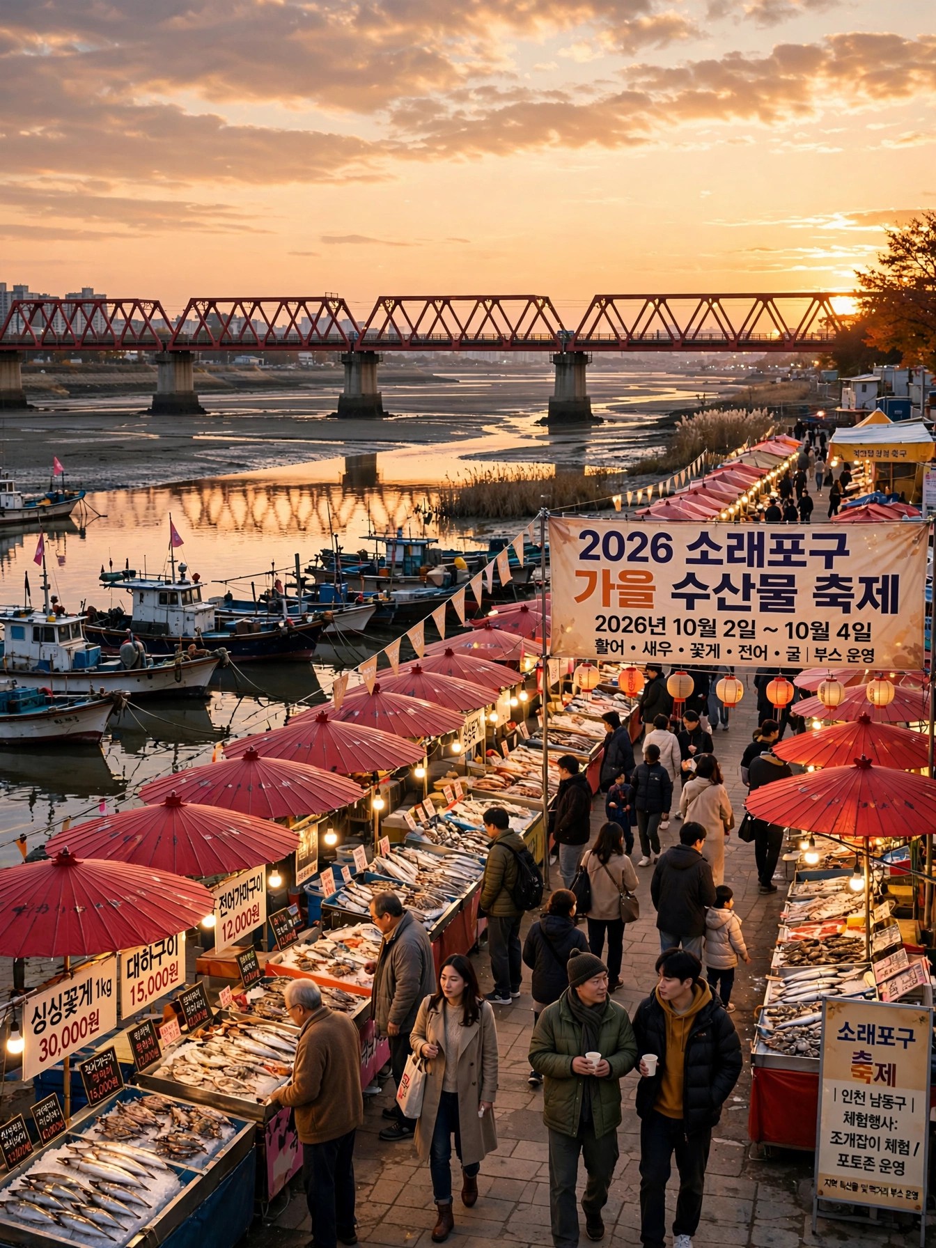 석양의 소래포구 전경