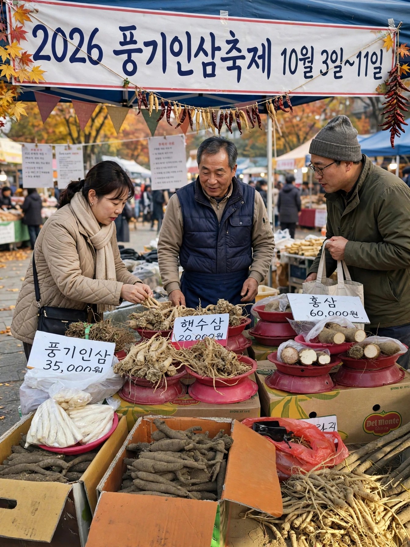 풍기인삼 판매 장터와 인삼 특산물