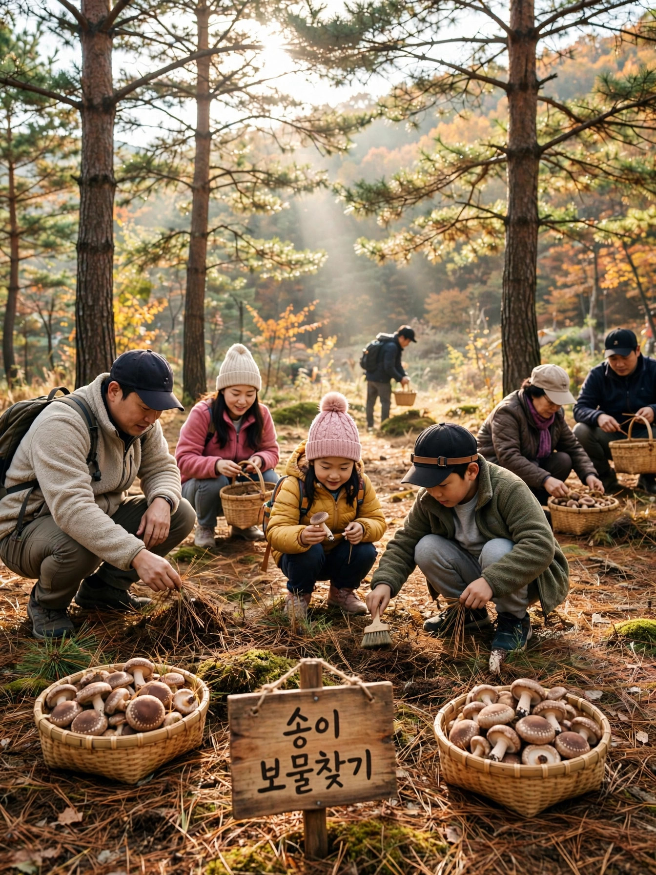 소나무 숲 송이 보물찾기 장면